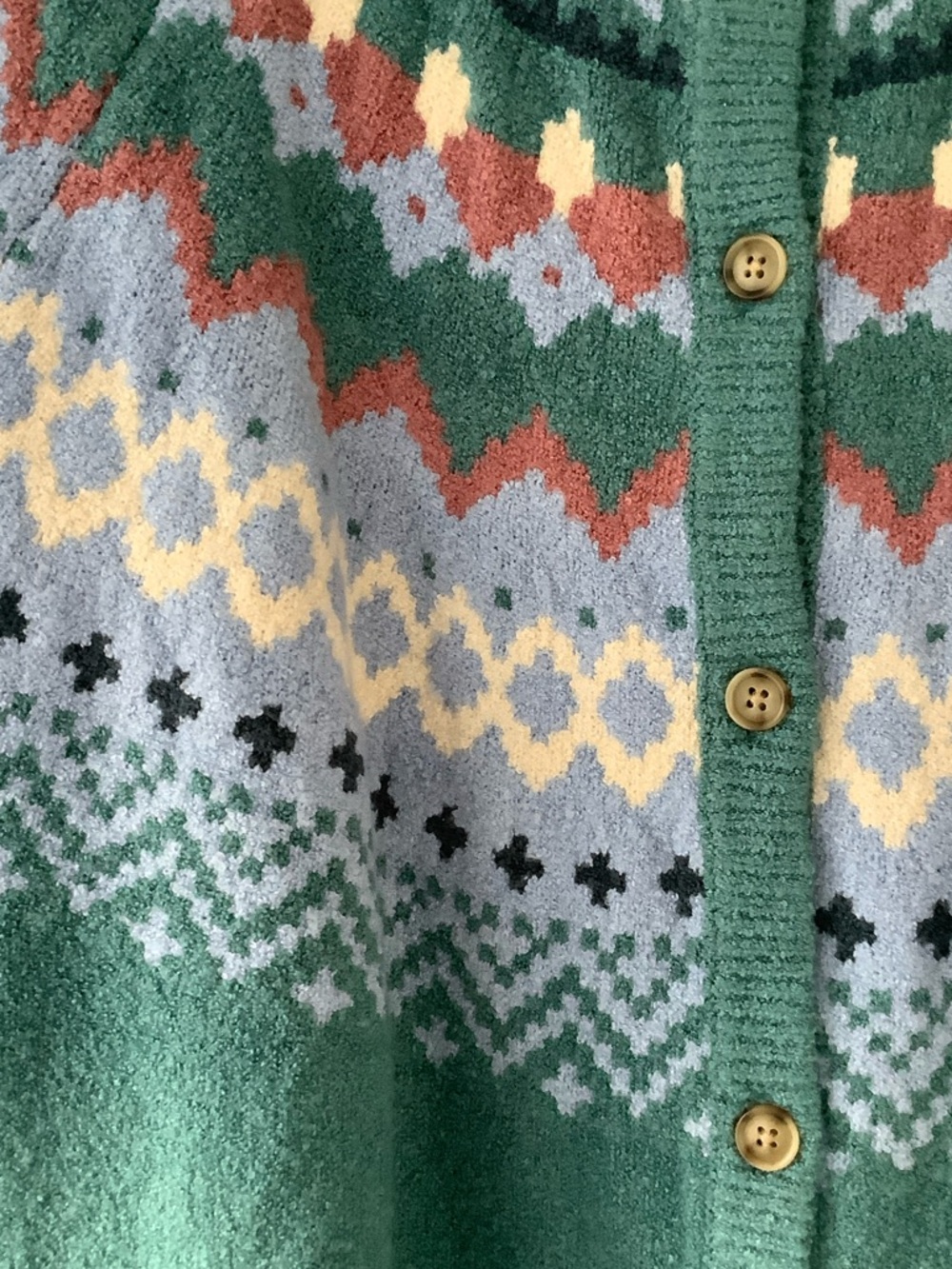Coldwater Creek Teal Fair Isle Button-Front Cardigan - Picture 3 of 6